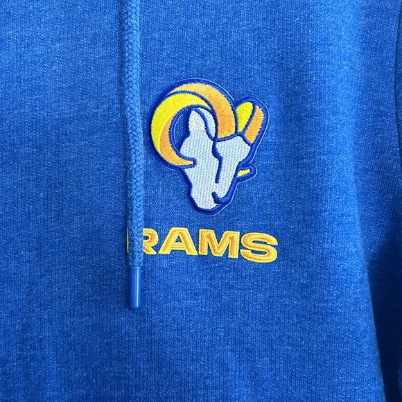 Men's Antigua Heather Royal Los Angeles Rams Cloud Pullover Hoodie size M - Picture 3 of 6